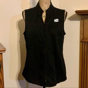 Sleeveless Large Harley Davidson ZipUp Top